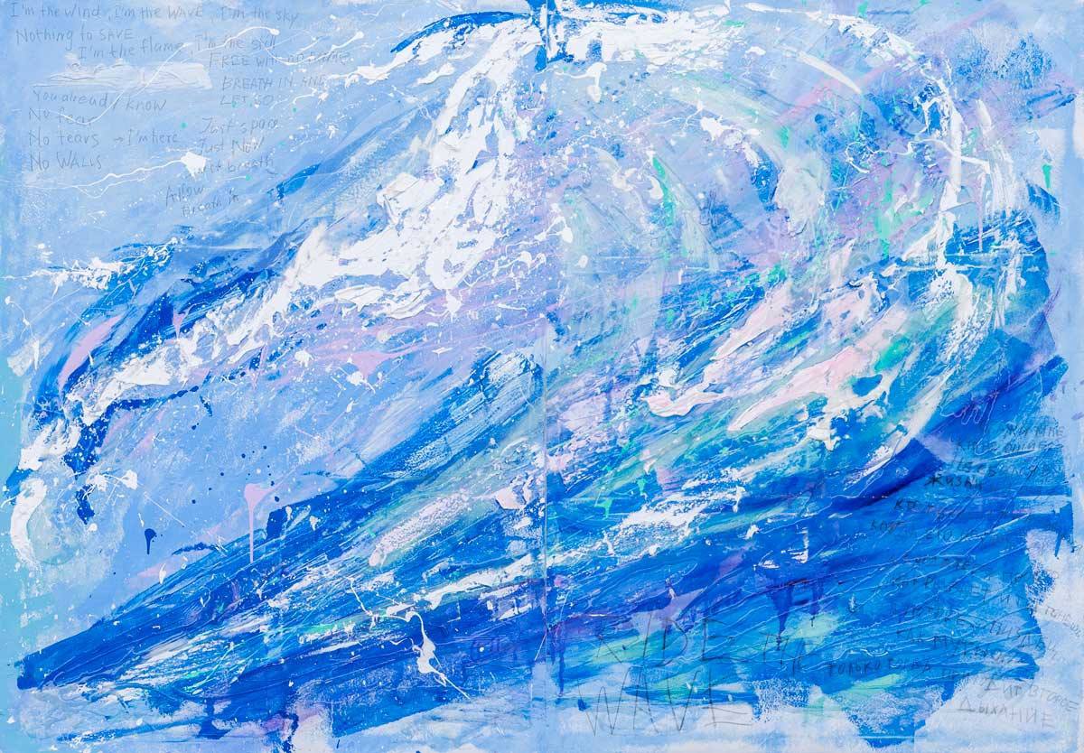 FullArt Ride the Wave - Premium Colorful Signed Unisex Foulard - 140X200cm