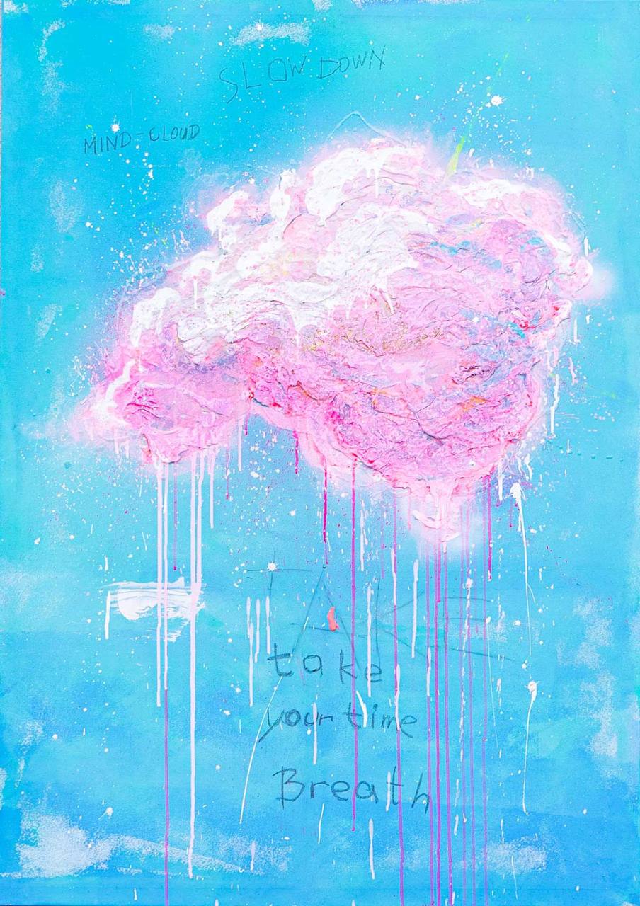 FullArt Mind Cloud - Premium Colorful Signed Unisex Foulard - 140X200cm