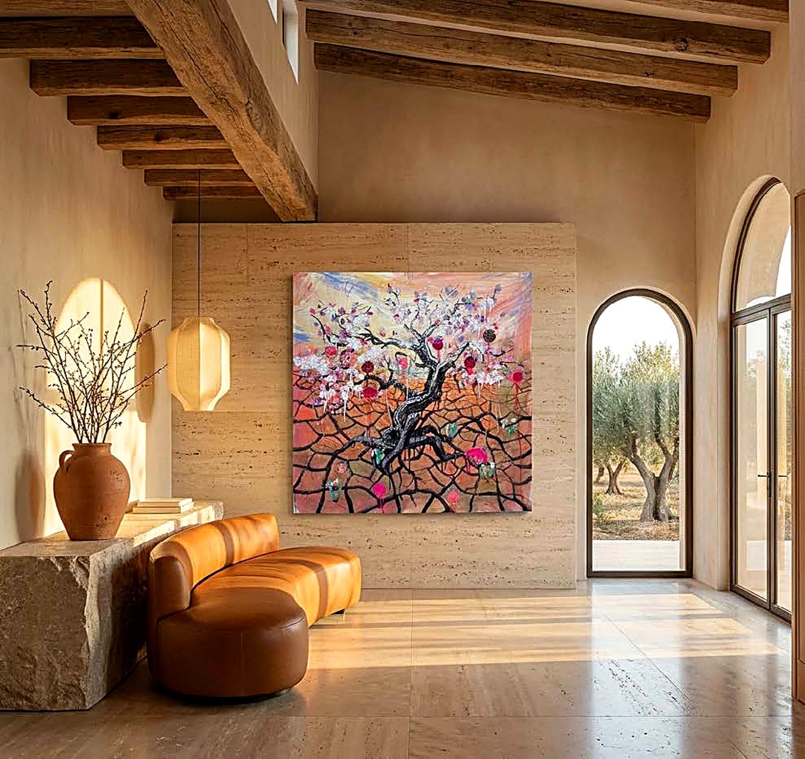 FullArt Desert Blooming - Premium Colorful Signed Unisex Foulard - 140X140cm