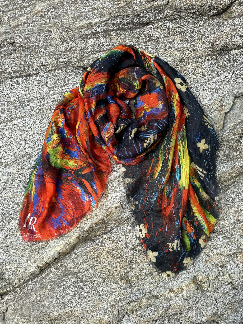FullArt Fire Bird - Premium Colorful Signed Unisex Foulard - 140X140cm