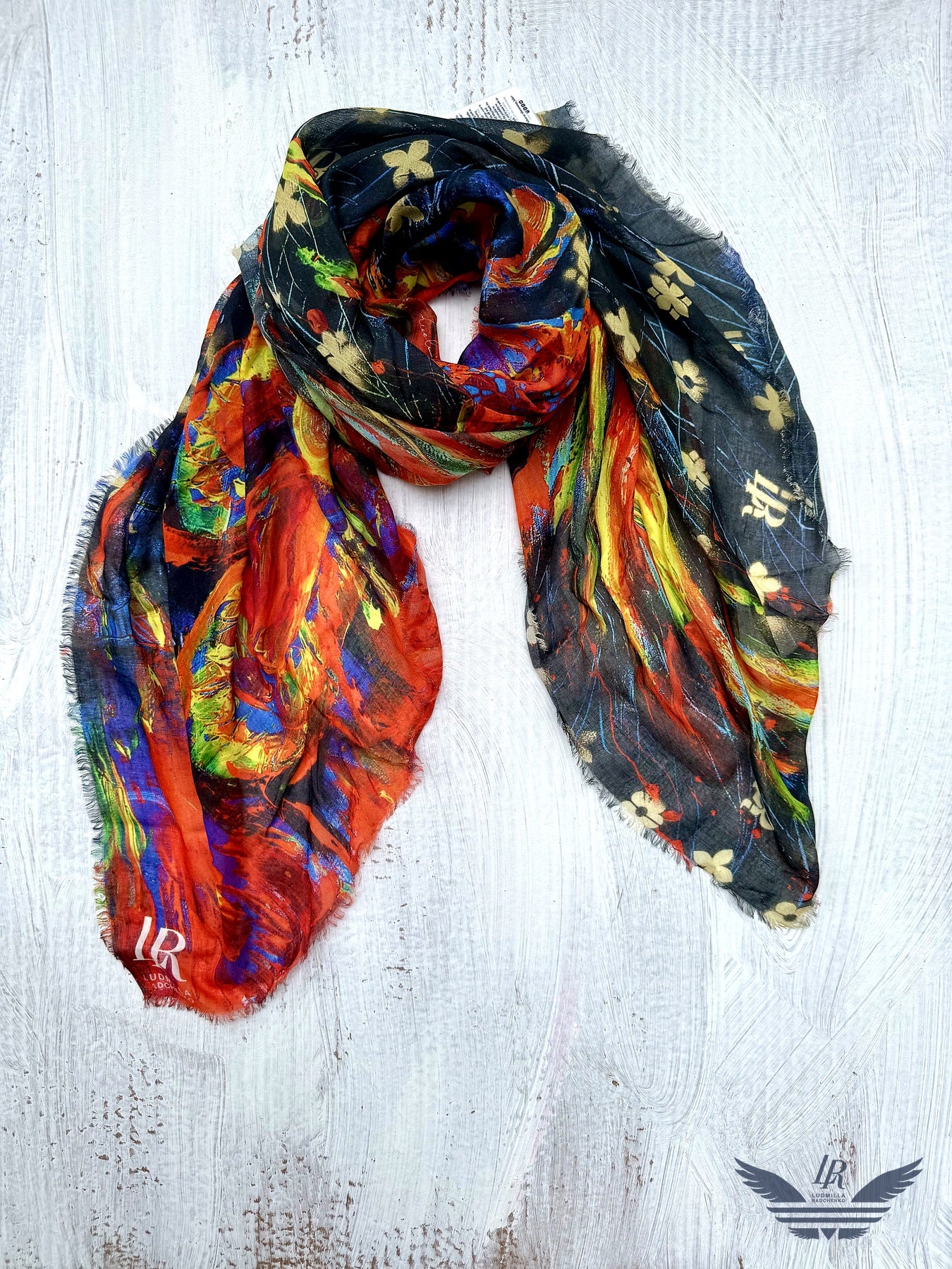 FullArt Fire Bird - Premium Colorful Signed Unisex Foulard - 140X140cm