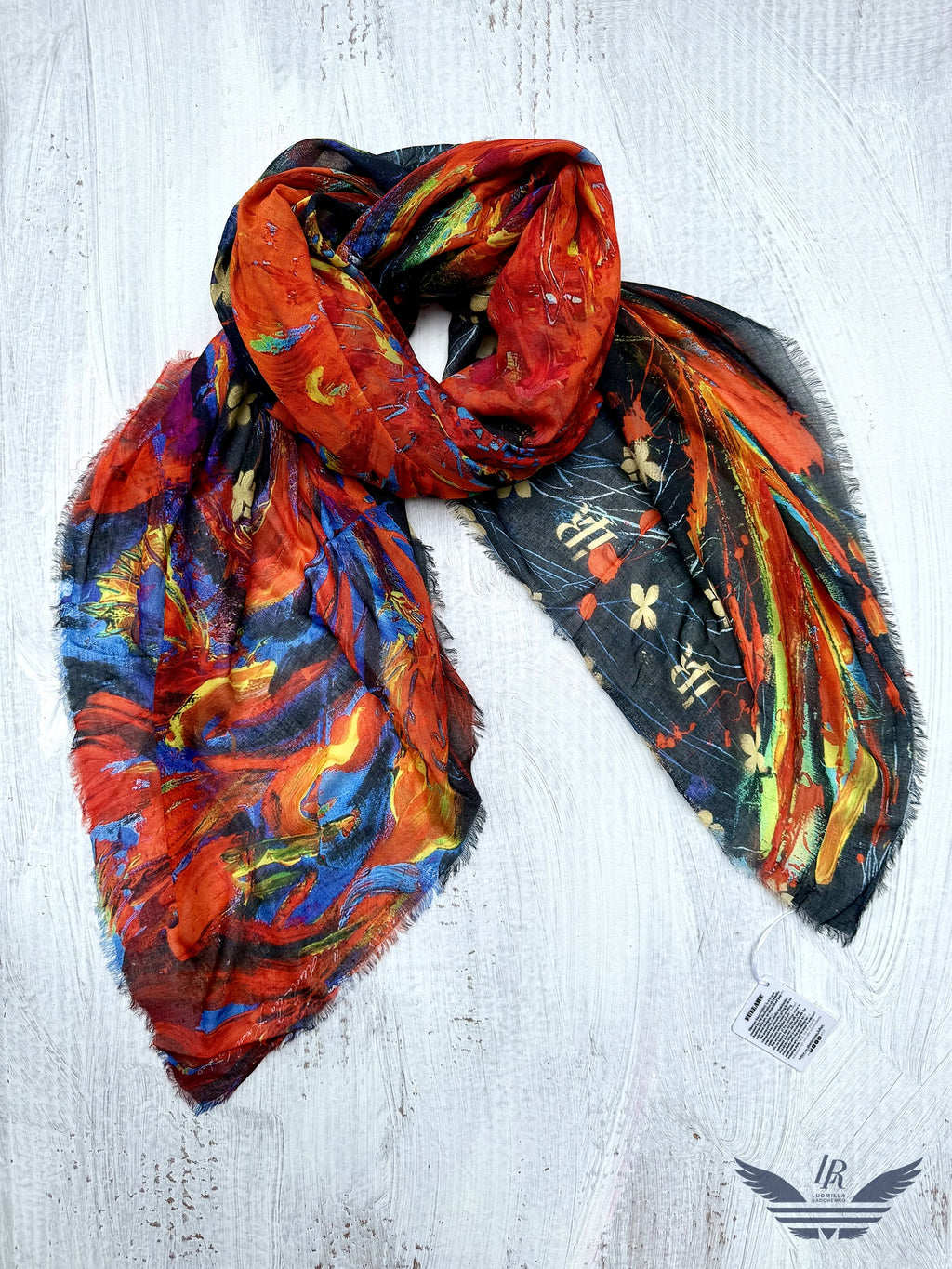 FullArt Fire Bird - Premium Colorful Signed Unisex Foulard - 140X140cm
