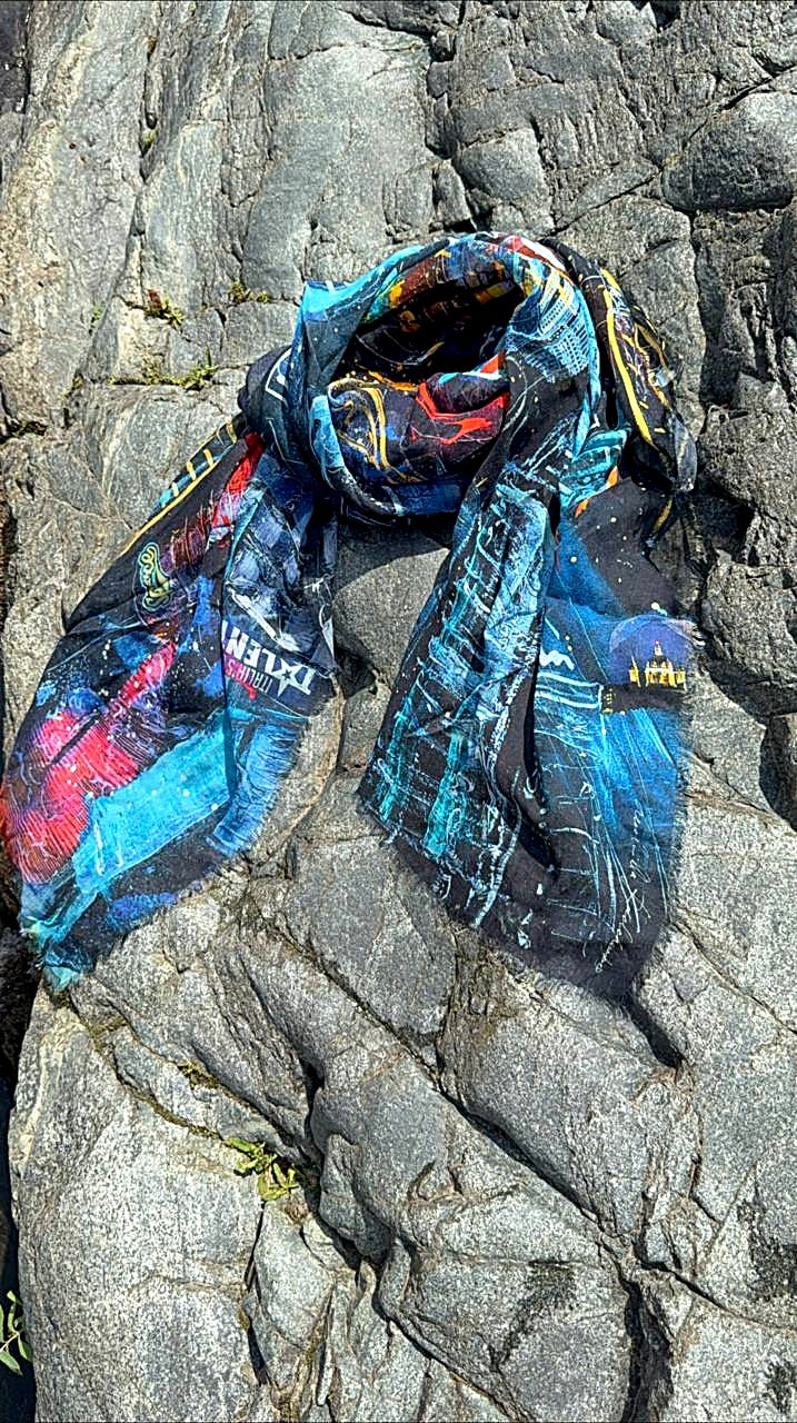 FullArt Dubai Chaos - Premium Colorful Signed Unisex Foulard - 140X140cm
