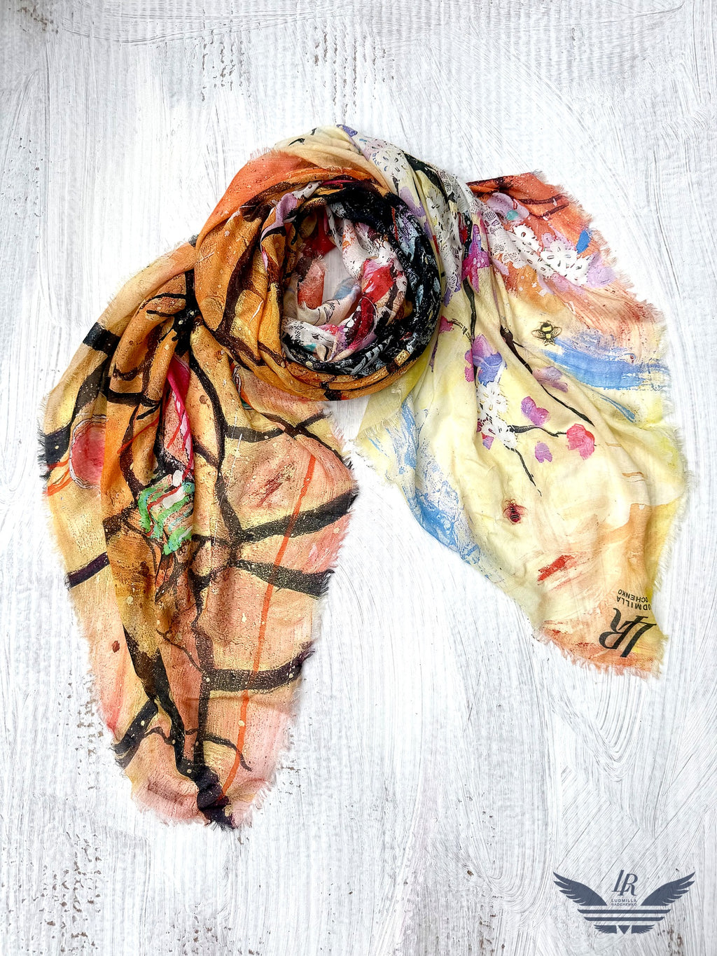 FullArt Desert Blooming - Premium Colorful Signed Unisex Foulard - 140X140cm