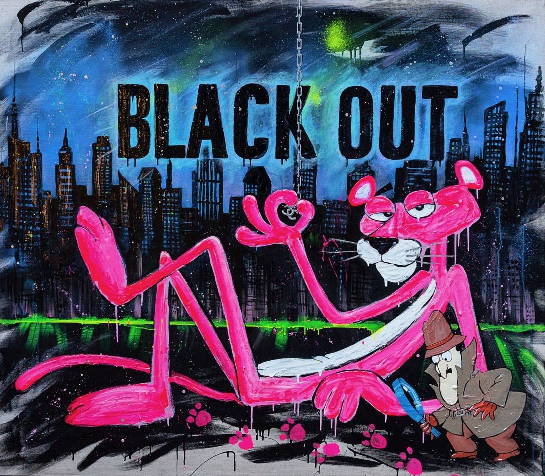 Art Work BLACK OUT, Artwork 140X160 Cm, Art Series ICONS RECYCLING 2022, unique piece