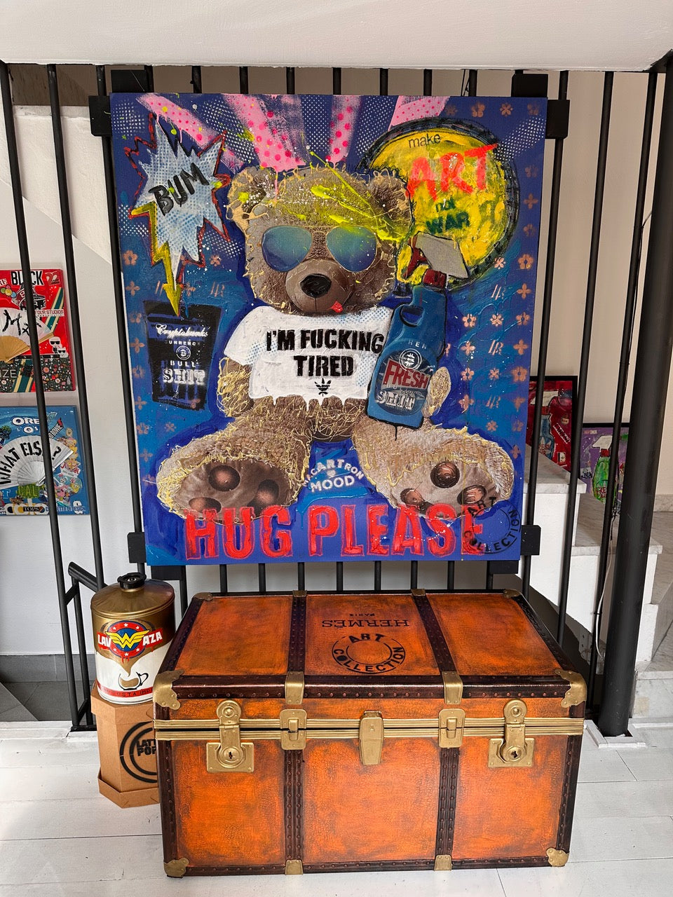 Art Work Tired Bear 145X125Cm, Art Series Brand Revolution, 2024, unique piece