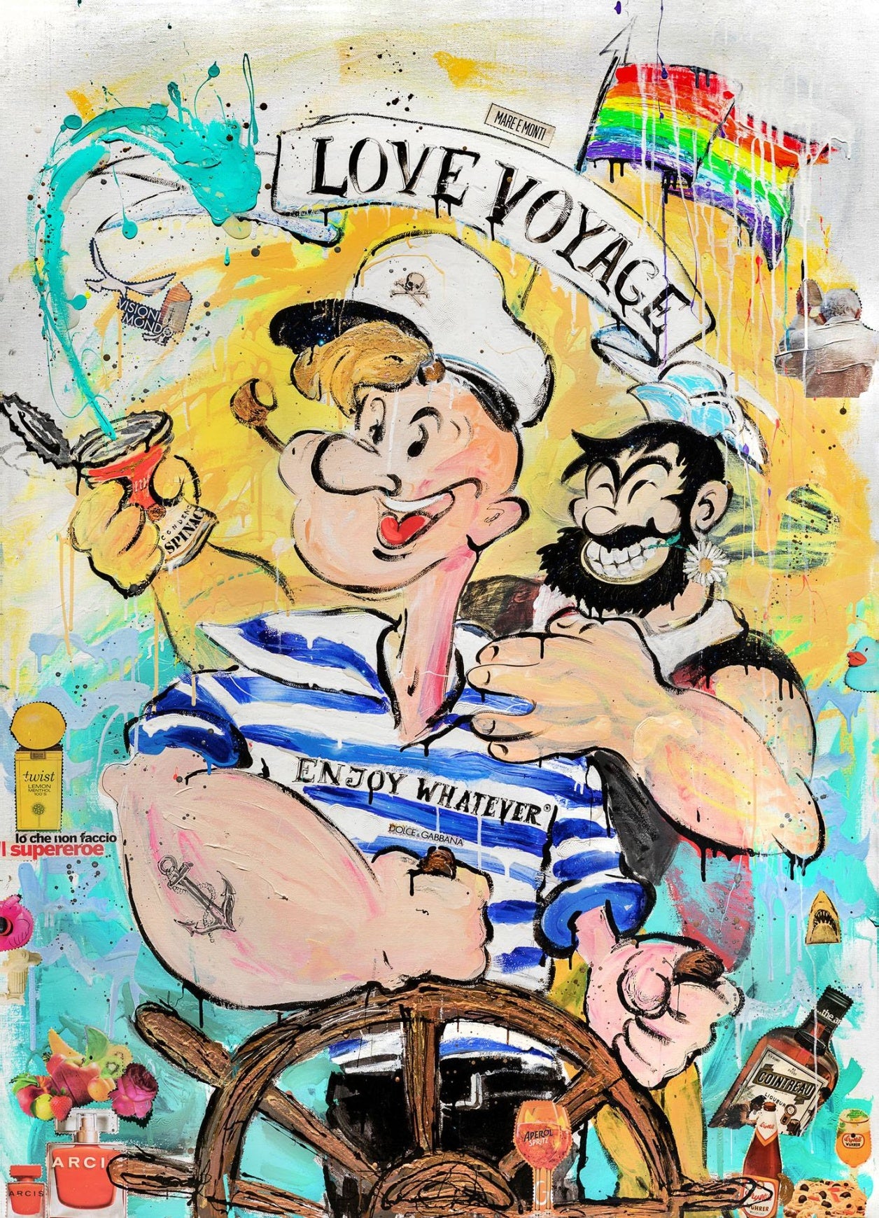 Art Work LOVE OVER BORDERS,180X130Cm, Art Serie Voyage, 2020, unique piece , Private Collection