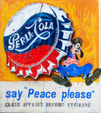 Art Work PEACE PLEASE, 160 X 140cm , Art Series ICONS RECYCLING 2022, unique piece