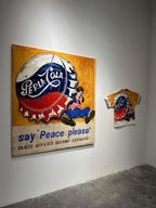 Art Work PEACE PLEASE, 160 X 140cm , Art Series ICONS RECYCLING 2022, unique piece