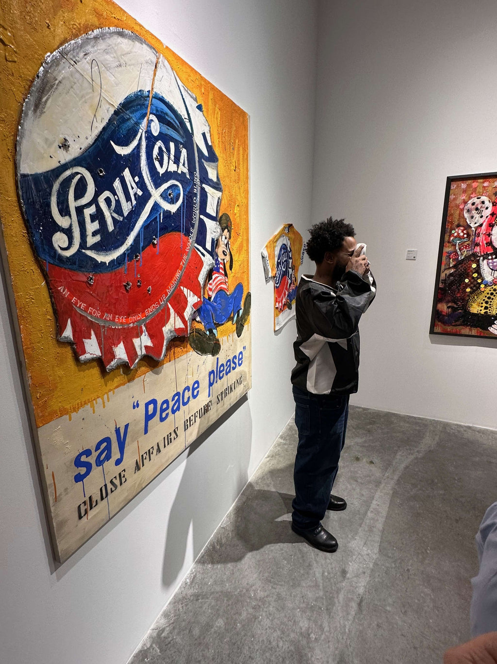 Art Work PEACE PLEASE, 160 X 140cm , Art Series ICONS RECYCLING 2022, unique piece