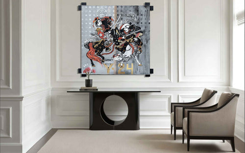 Art Work Samurai'S Fighting 145X145Cm, Art Series Brand Revolution, 2023, unique piece, private collection