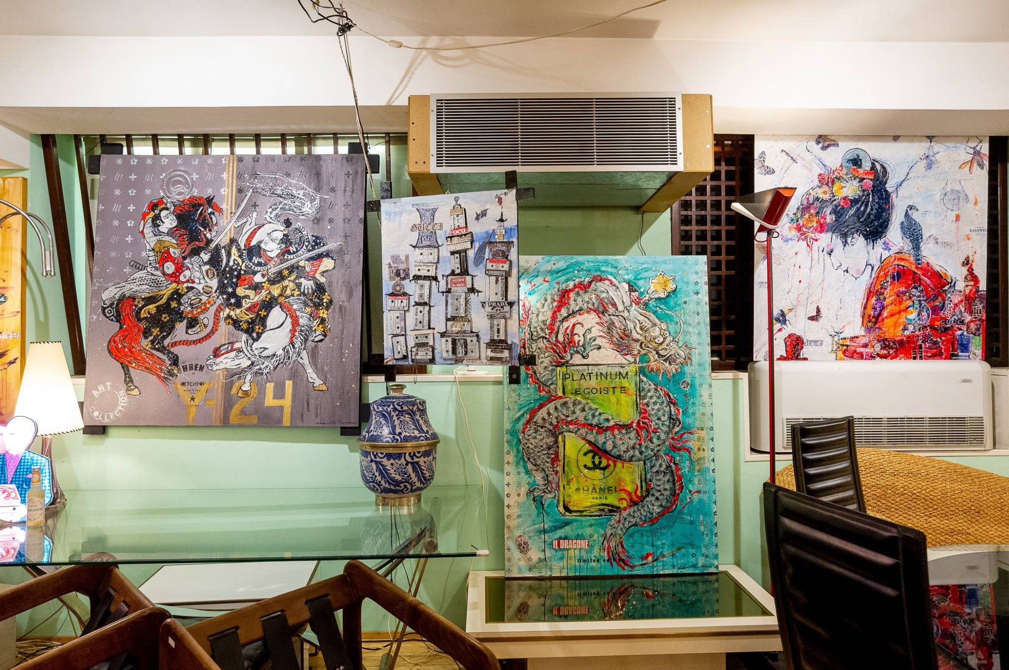 Art Work Samurai'S Fighting 145X145Cm, Art Series Brand Revolution, 2023, unique piece, private collection