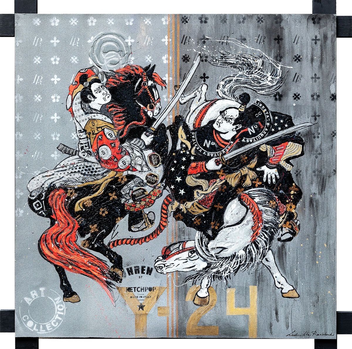 Art Work Samurai'S Fighting 145X145Cm, Art Series Brand Revolution, 2023, unique piece, private collection
