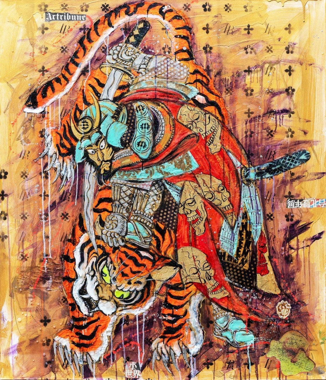 Art Work Tiger&Samurai 140X120cm, Art Series Brand Evolution, 2023, unique piece, private collection