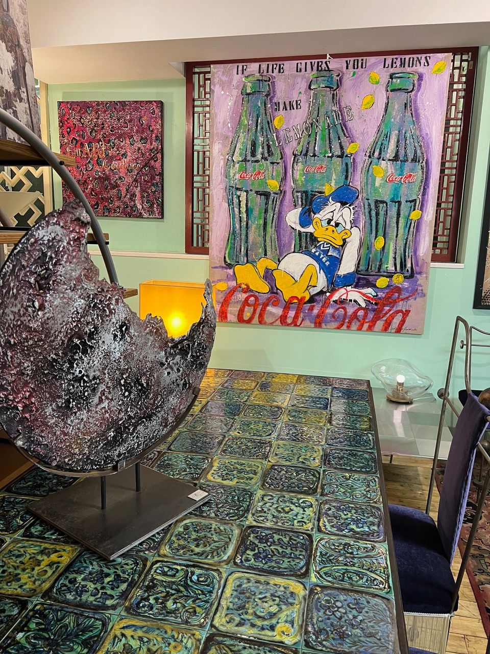 Art Work WRONG LEMONADE 160 X 140cm , Art Series ICONS RECYCLING 2022, unique piece