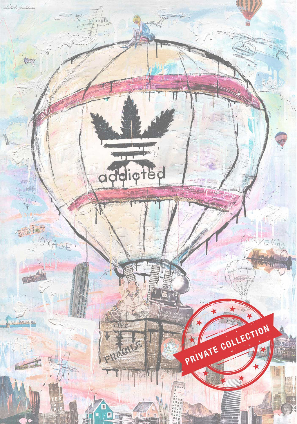 ArtWork ADDICTED TO TRAVEL l 180X130Cm, Art Series Voyage, 2020, Private Collection