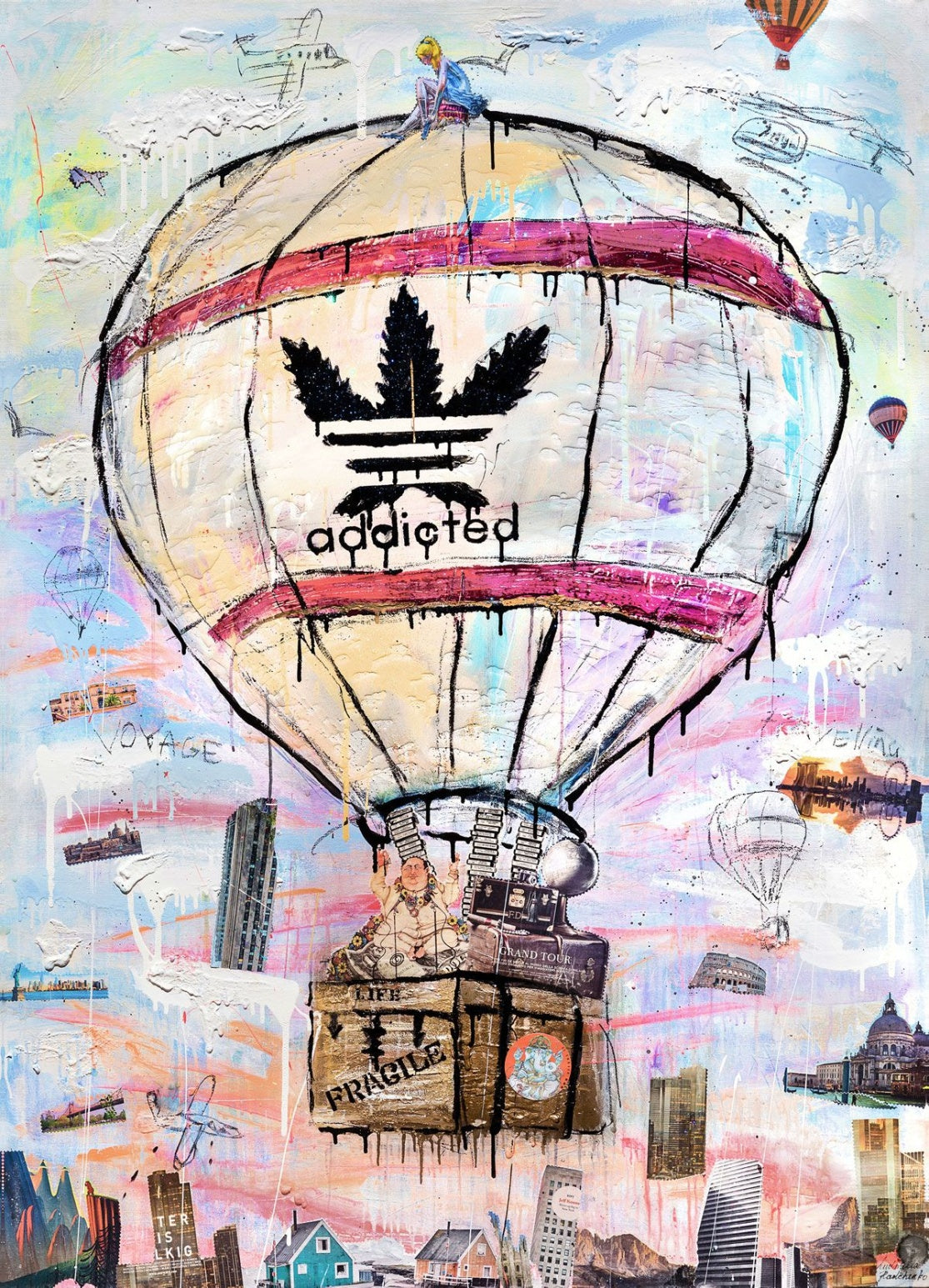 ArtWork ADDICTED TO TRAVEL l 180X130Cm, Art Series Voyage, 2020, Private Collection