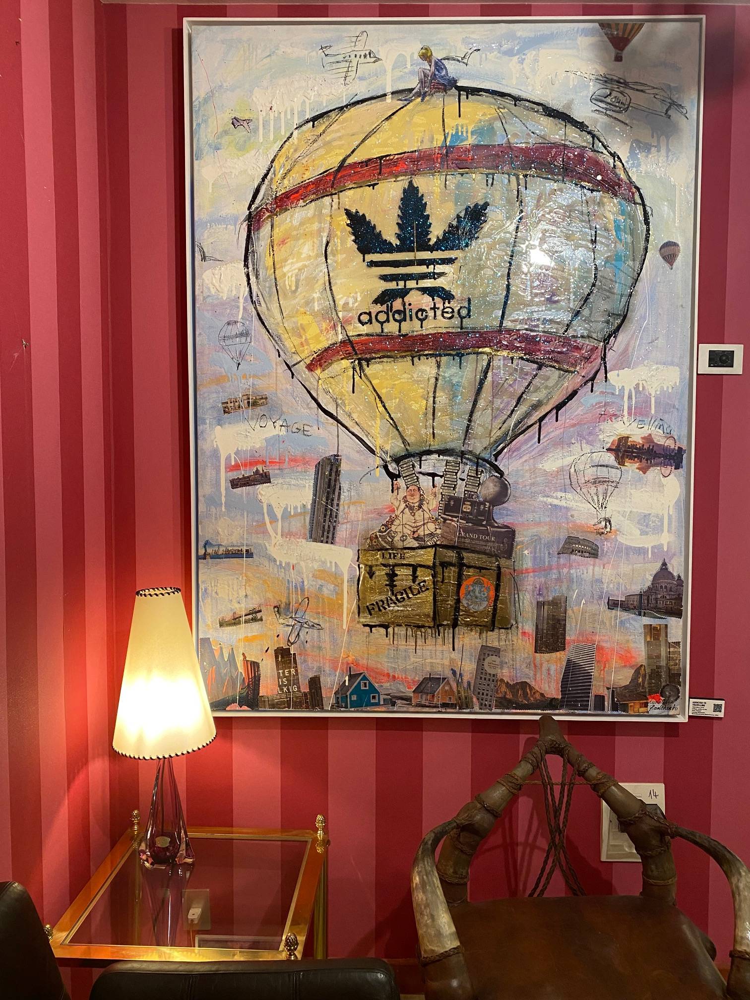 ArtWork ADDICTED TO TRAVEL l 180X130Cm, Art Series Voyage, 2020, Private Collection