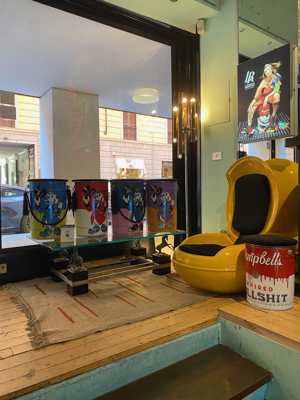 Crypto Pouf Blue/Yellow