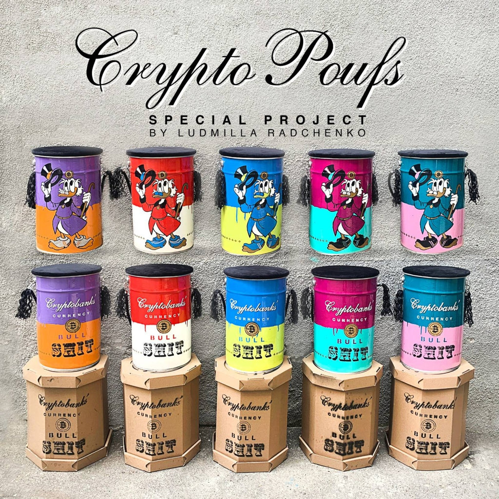 Crypto Pouf Petrolio/Rosa