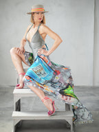 FullArt Silver Channel Of Queen -  - Multiple Art print scarf 140X140, art-to-wear, limited edition