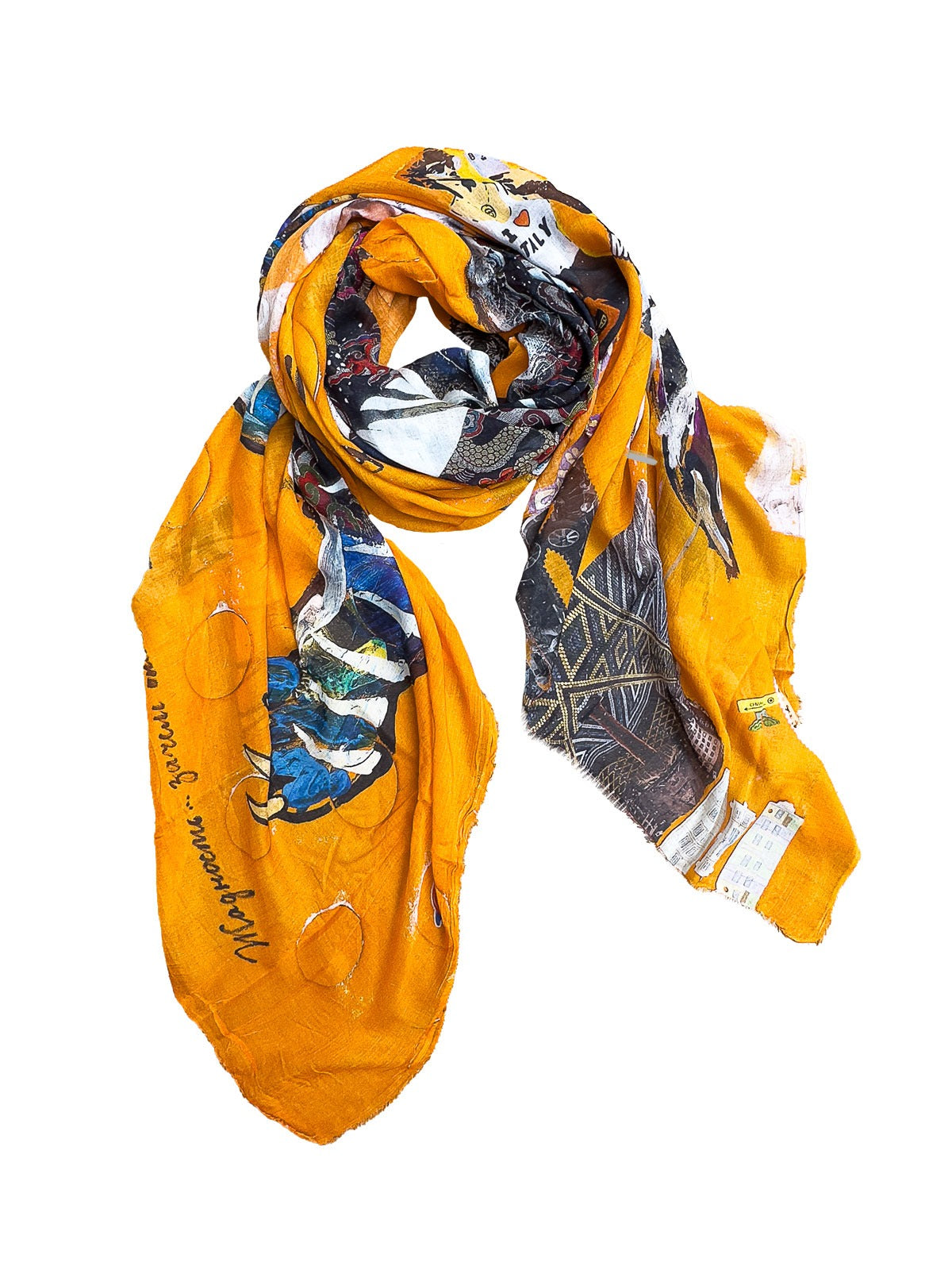 FullArt GREED, The Wings of Power - multiple art print scarf on cashmere and silk 140X200