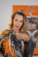 FullArt GREED, The Wings of Power - multiple art print scarf on cashmere and silk 140X200