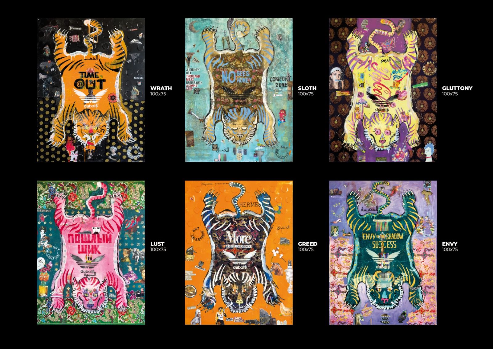 FullArt GREED, The Wings of Power - multiple art print scarf on cashmere and silk 140X200