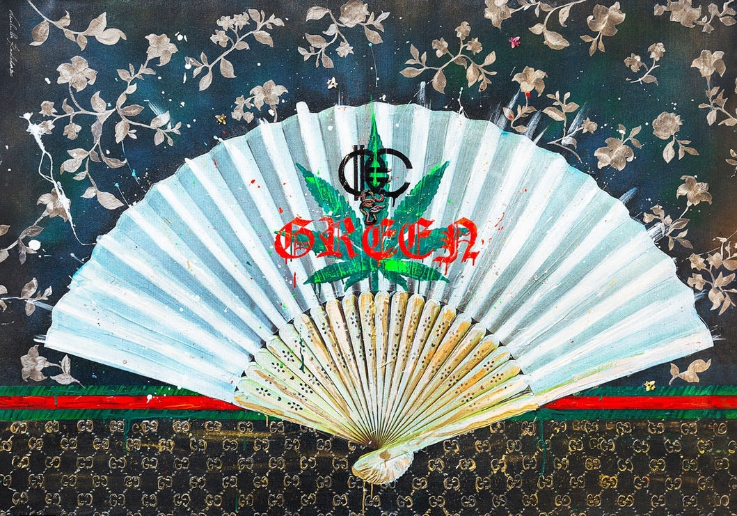 FullArt Be Green - multiple art print scarf 200X140, art-to-wear, limited edition