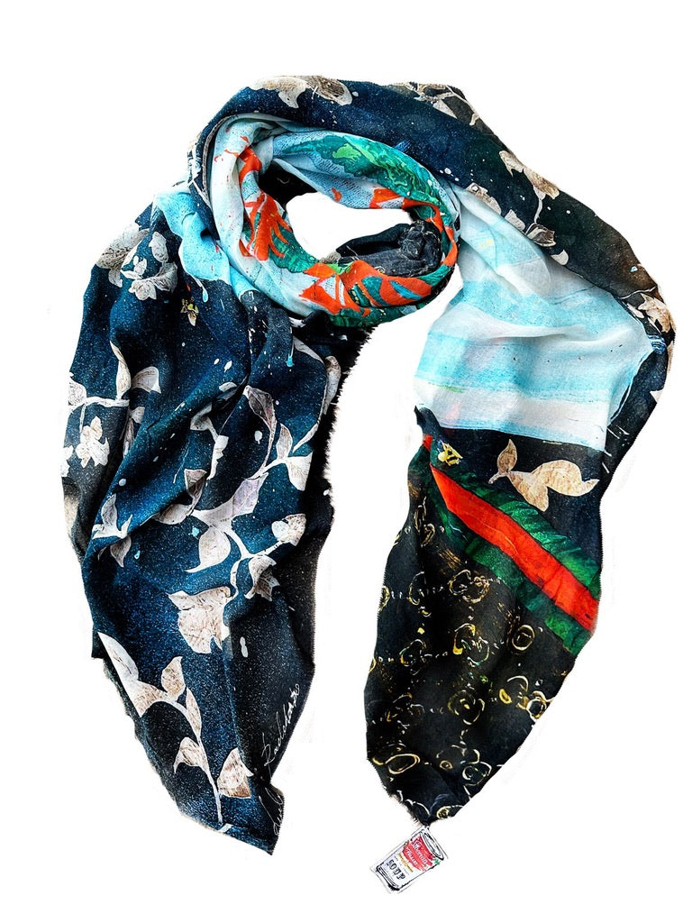 FullArt Be Green - multiple art print scarf 200X140, art-to-wear, limited edition