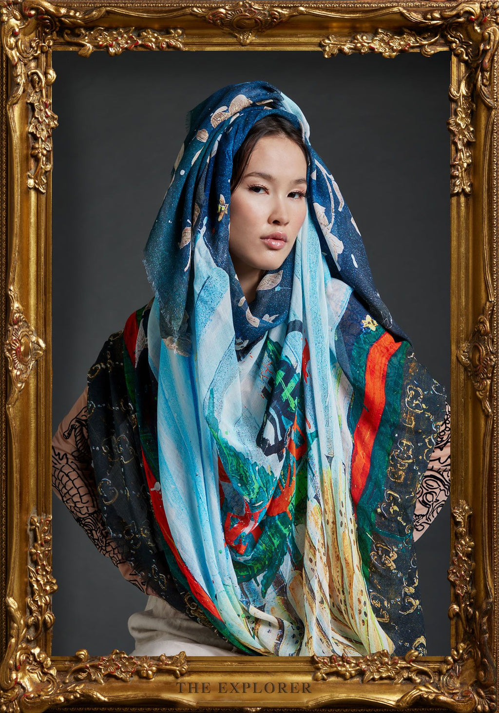 FullArt Be Green - multiple art print scarf 200X140, art-to-wear, limited edition