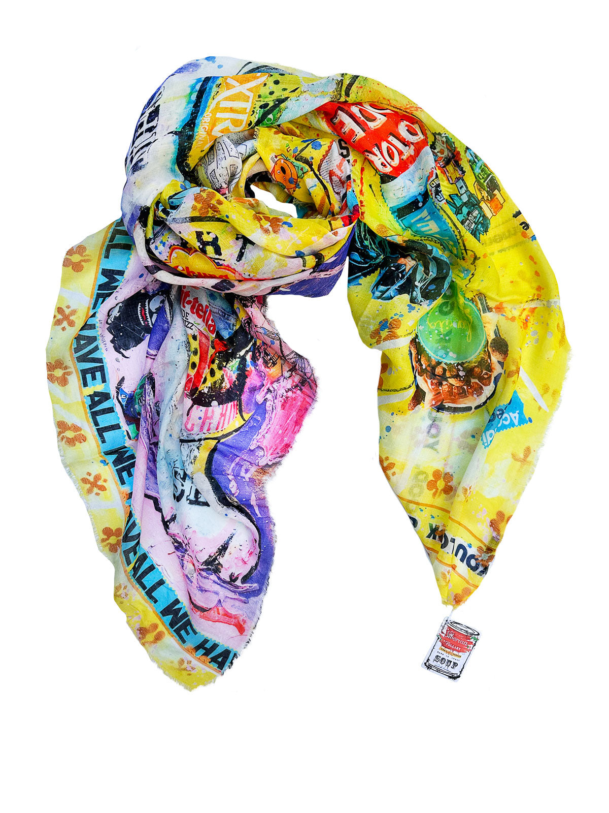 FullArt Bilanciaga, Brand Revolution - multiple art print scarf on cashmere&silk 140X140, Limited edition