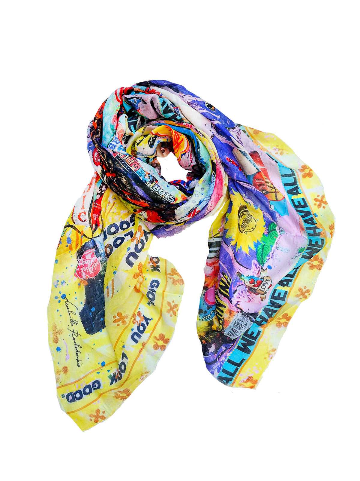 FullArt Bilanciaga, Brand Revolution - multiple art print scarf on cashmere&silk 140X140, Limited edition