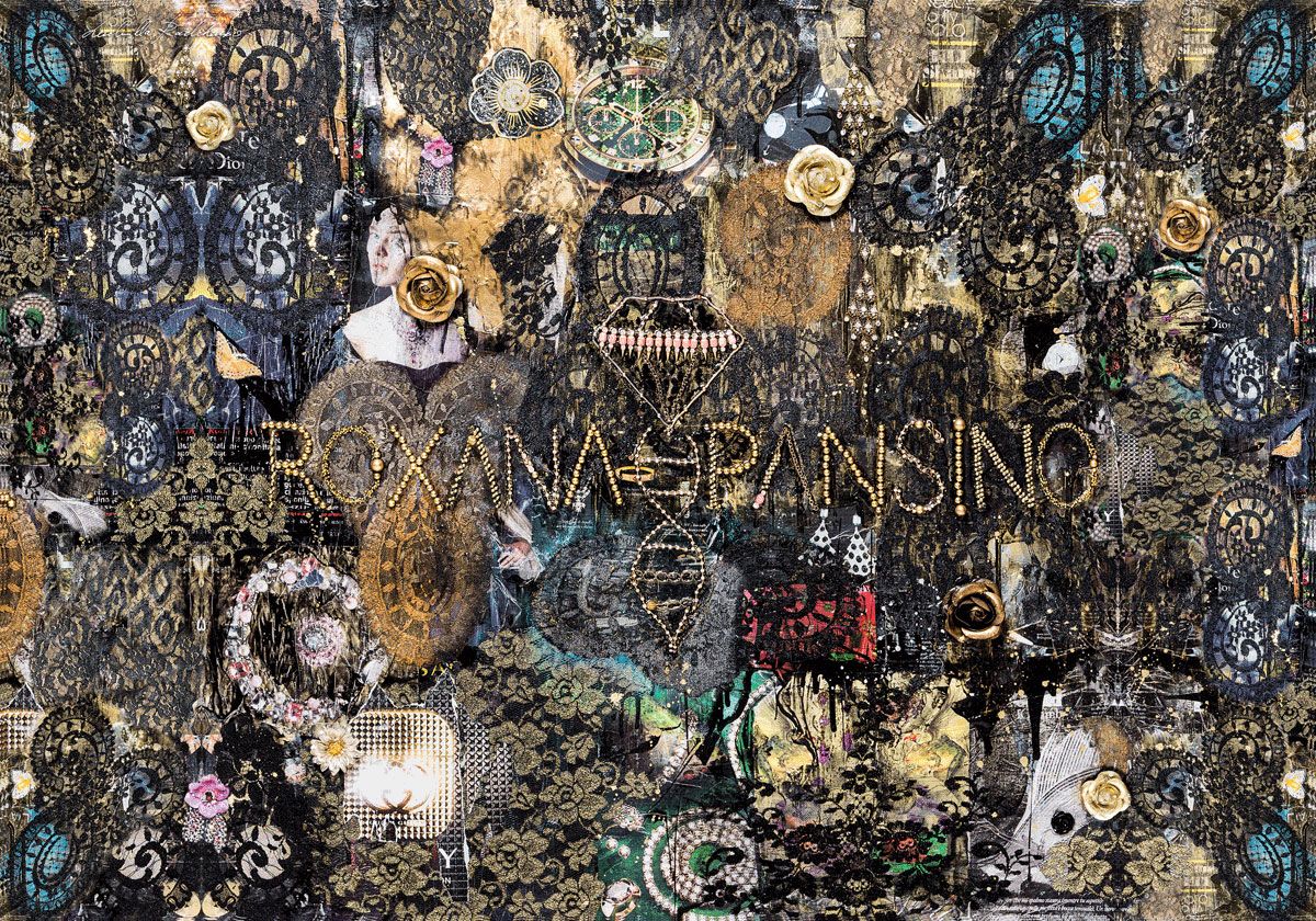 FullArt  BLACK LUXURY - Multiple Art print scarf 200X140, art-to-wear, limited edition