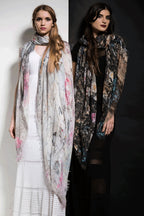 FullArt  BLACK LUXURY - Multiple Art print scarf 200X140, art-to-wear, limited edition