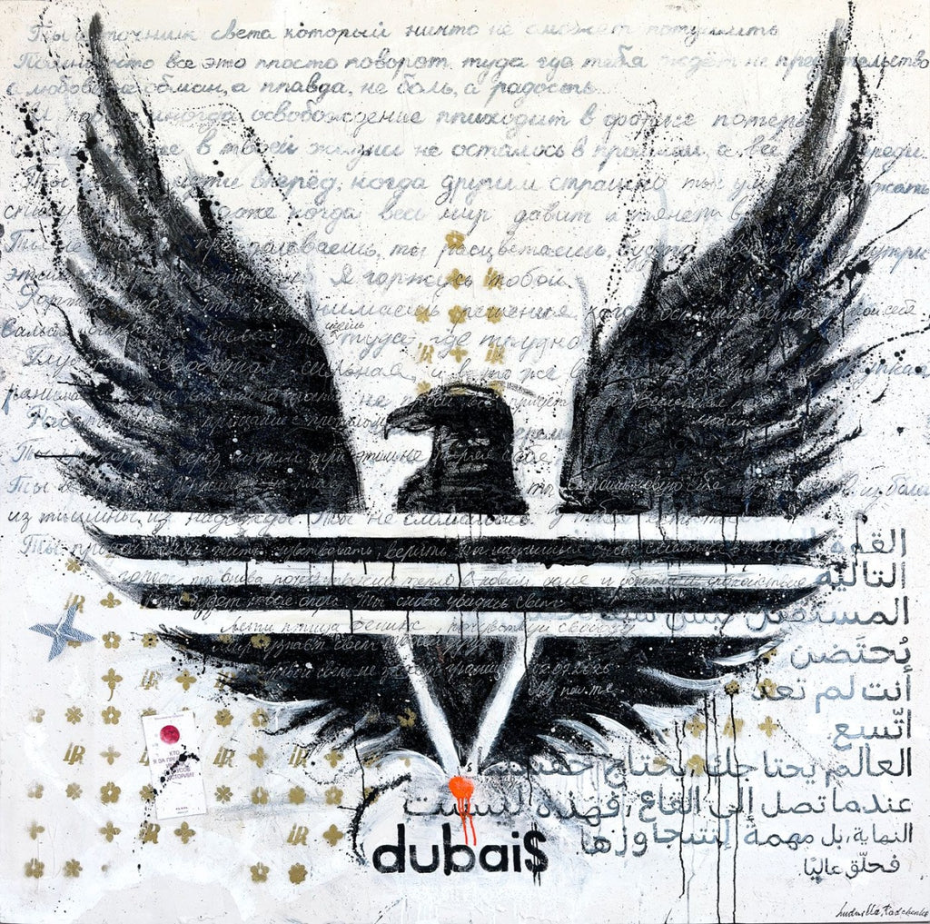 FullArt Black Power - multiple art print scarf on cashmere&silk 140X140, Limited edition