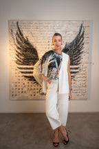 FullArt Black Power - multiple art print scarf on cashmere&silk 140X140, Limited edition