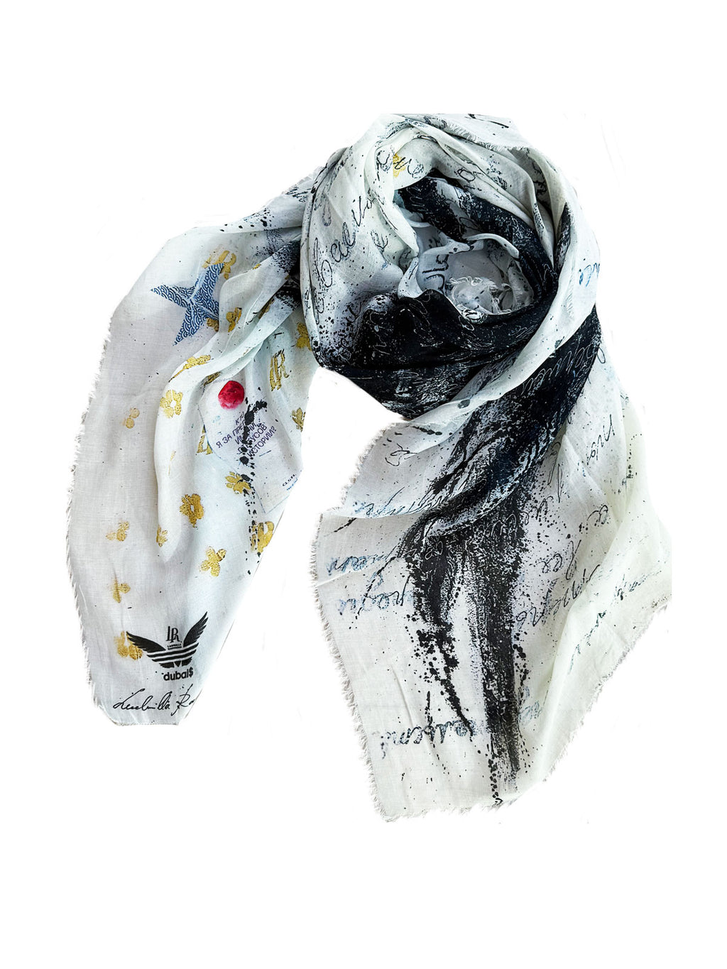FullArt Black Power - multiple art print scarf on cashmere&silk 140X140, Limited edition