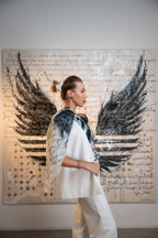 FullArt Black Power - multiple art print scarf on cashmere&silk 140X140, Limited edition