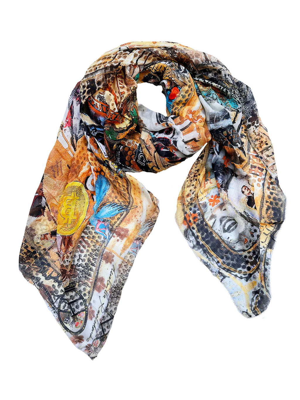 FullArt Cash or Trash - multiple art print scarf 140X200, art-to-wear, limited edition