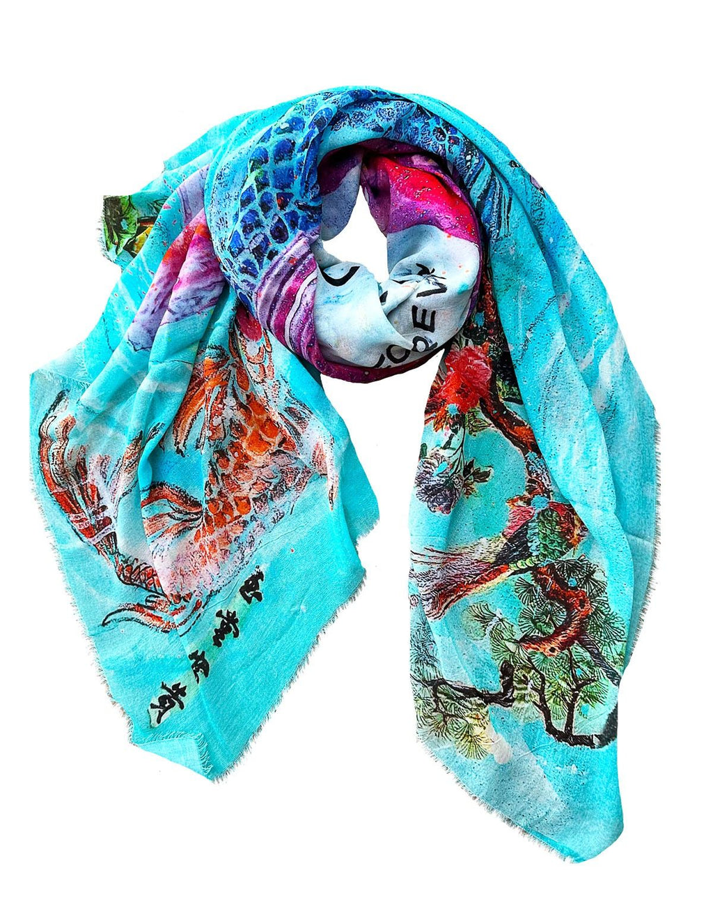 Fullart Chance To Live Forever - multiple art print scarf on cashmere&silk 140X140, Limited edition