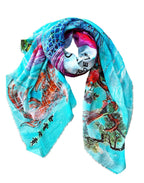 Fullart Chance To Live Forever - multiple art print scarf on cashmere&silk 140X140, Limited edition