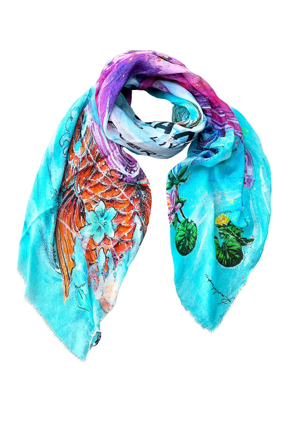 Fullart Chance To Live Forever - multiple art print scarf on cashmere&silk 140X140, Limited edition