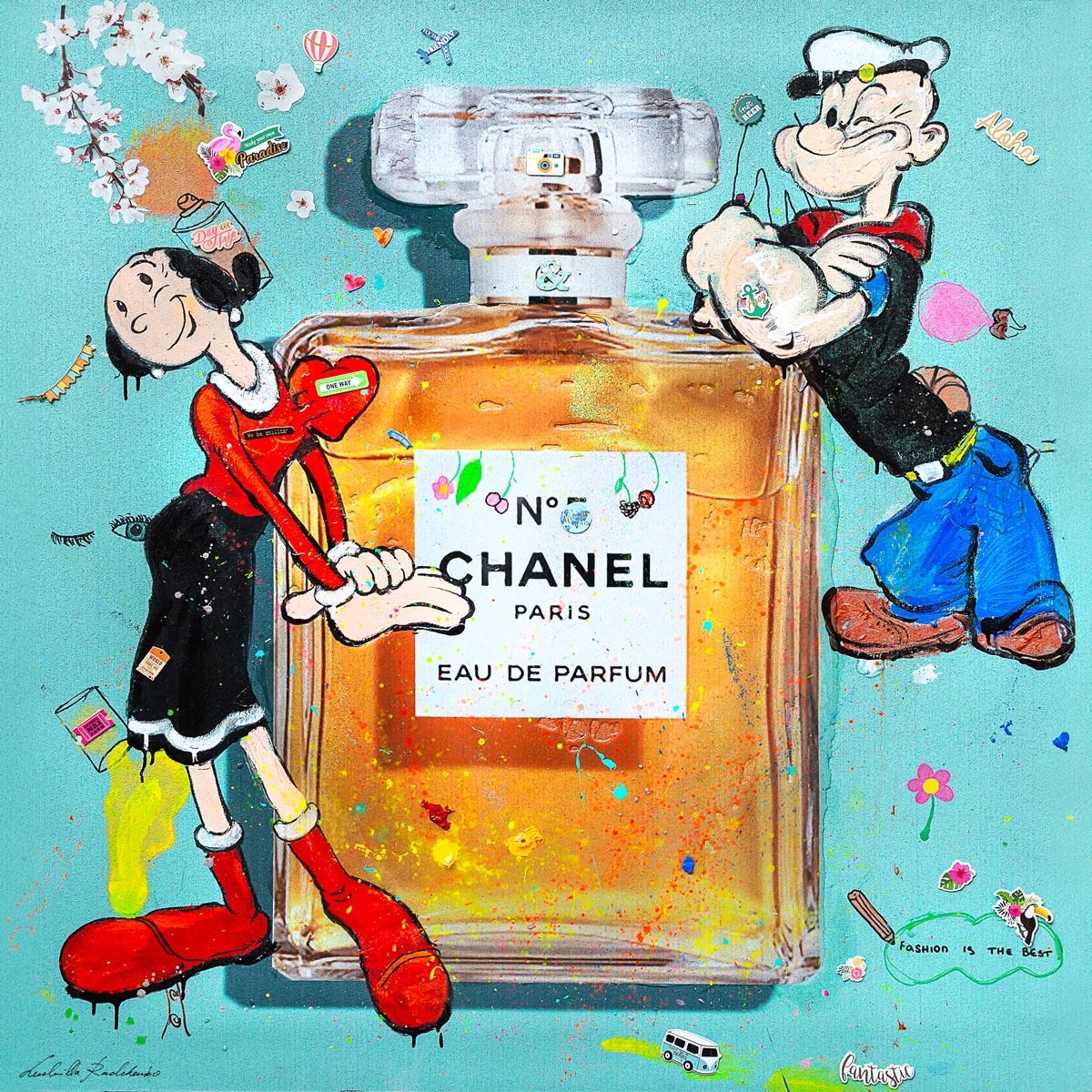 FullArt Chanel Enfant - multiple art print scarf on cashmere&silk 140X140, Limited edition