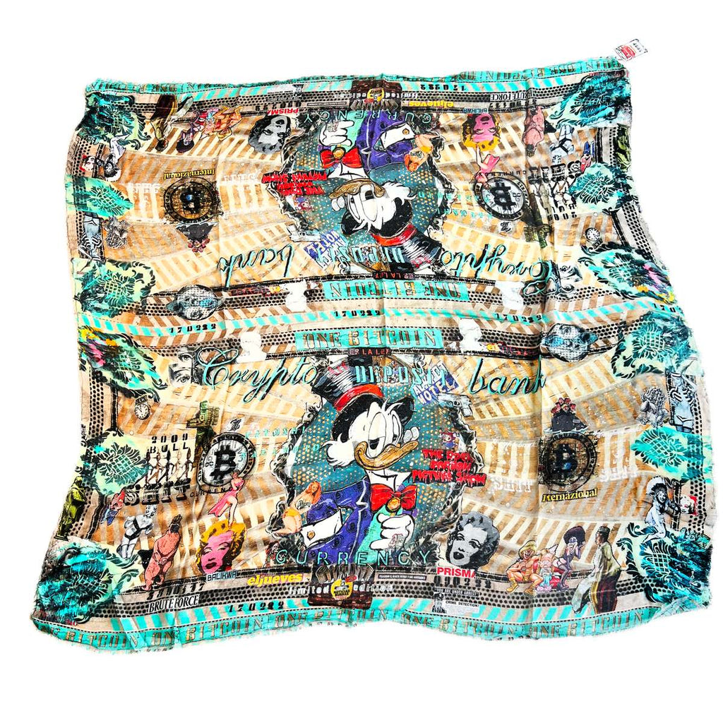 FullArt Crypto Dollar - Multiple Art print scarf 140X140, art-to-wear, limited edition