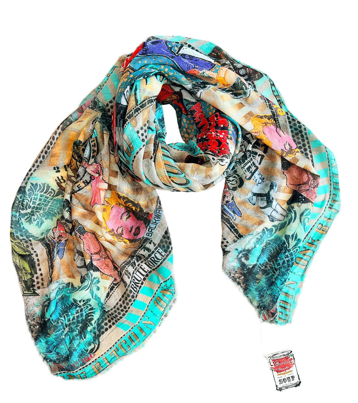 FullArt Crypto Dollar - Multiple Art print scarf 140X140, art-to-wear, limited edition