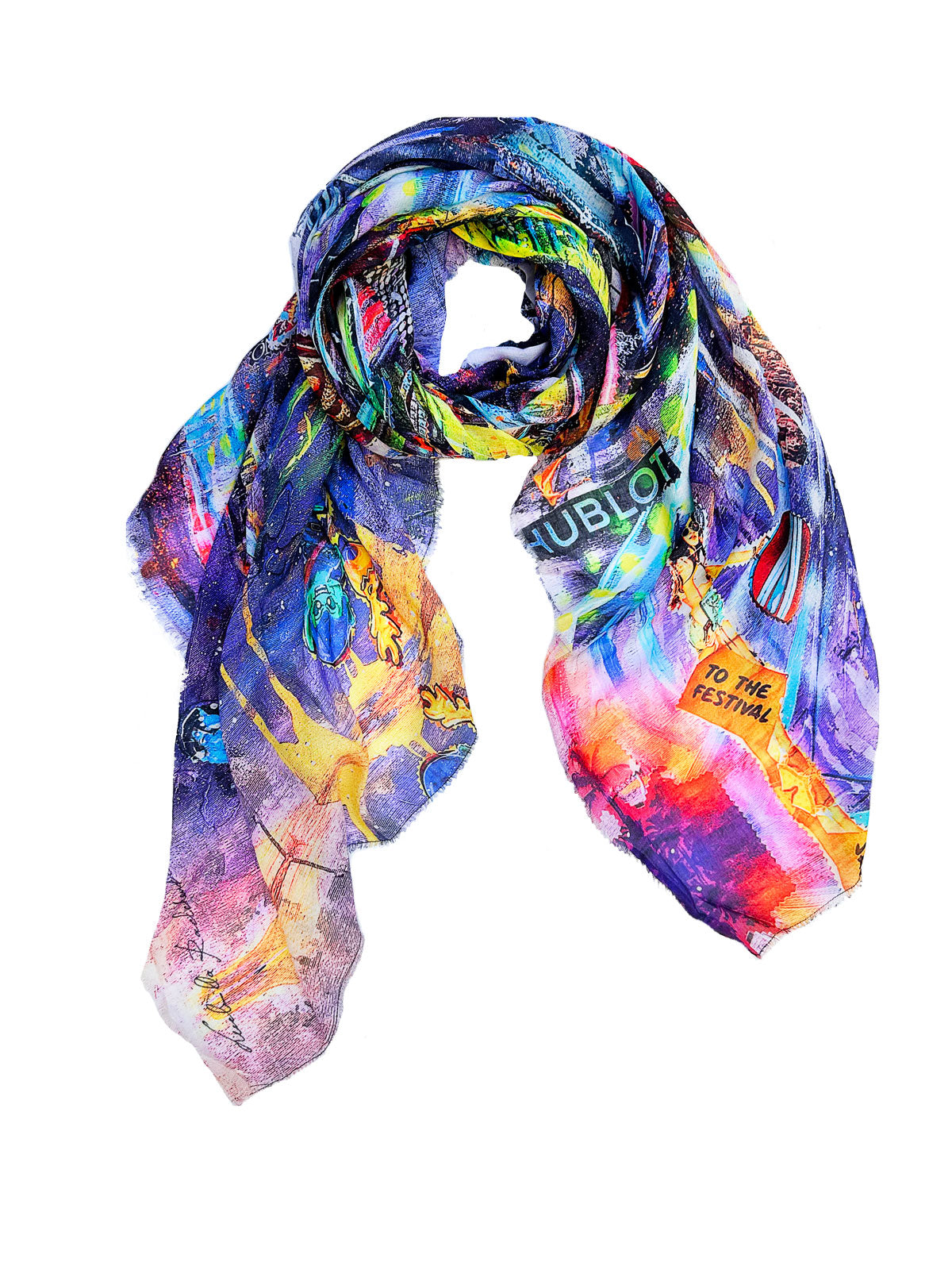 FullArt Dubai Experience - multiple art print scarf on cashmere&silk 140X140, Limited edition