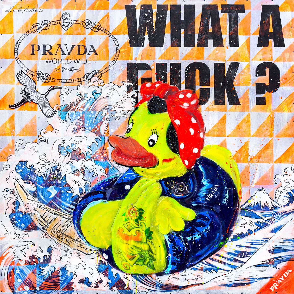 Fullart FullArt Duck Revolution - Multiple Art prints on cashmere and silk 140X140Cm