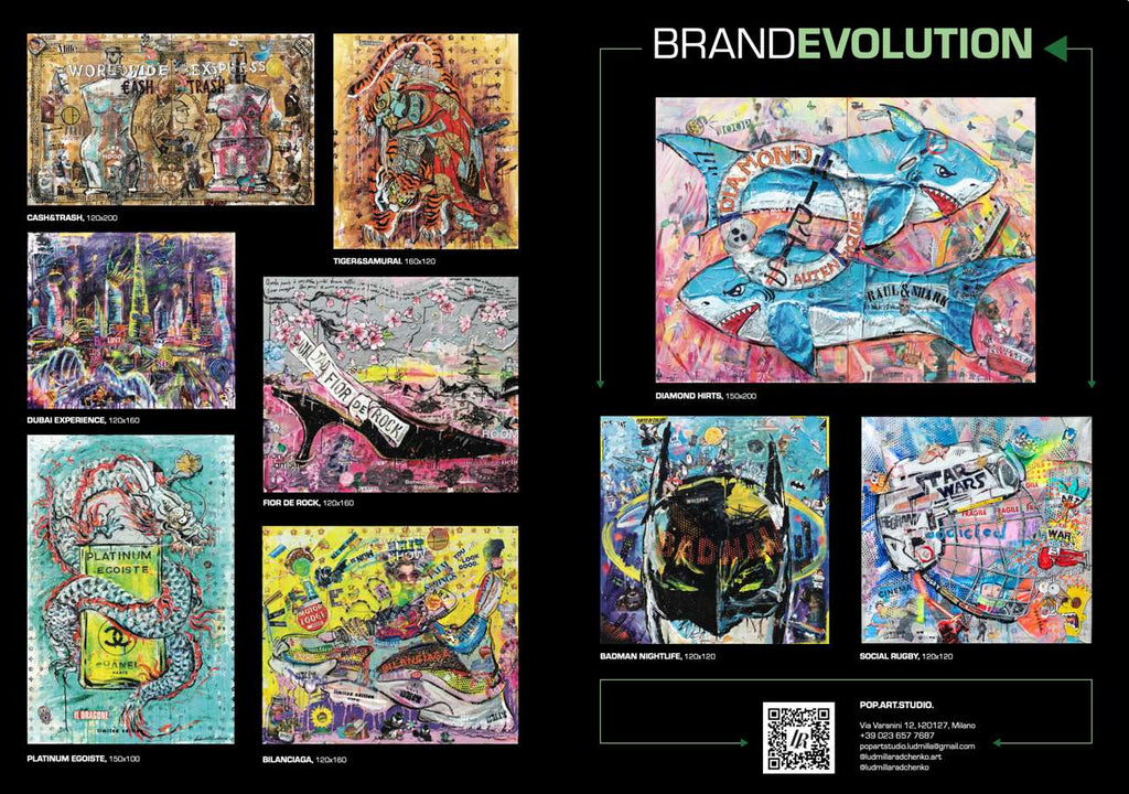 FullArt Fior De Rock, Brand Revolution - Art Multiple Print Scarf In Silk and Cashmere 140X140, Limited Edition