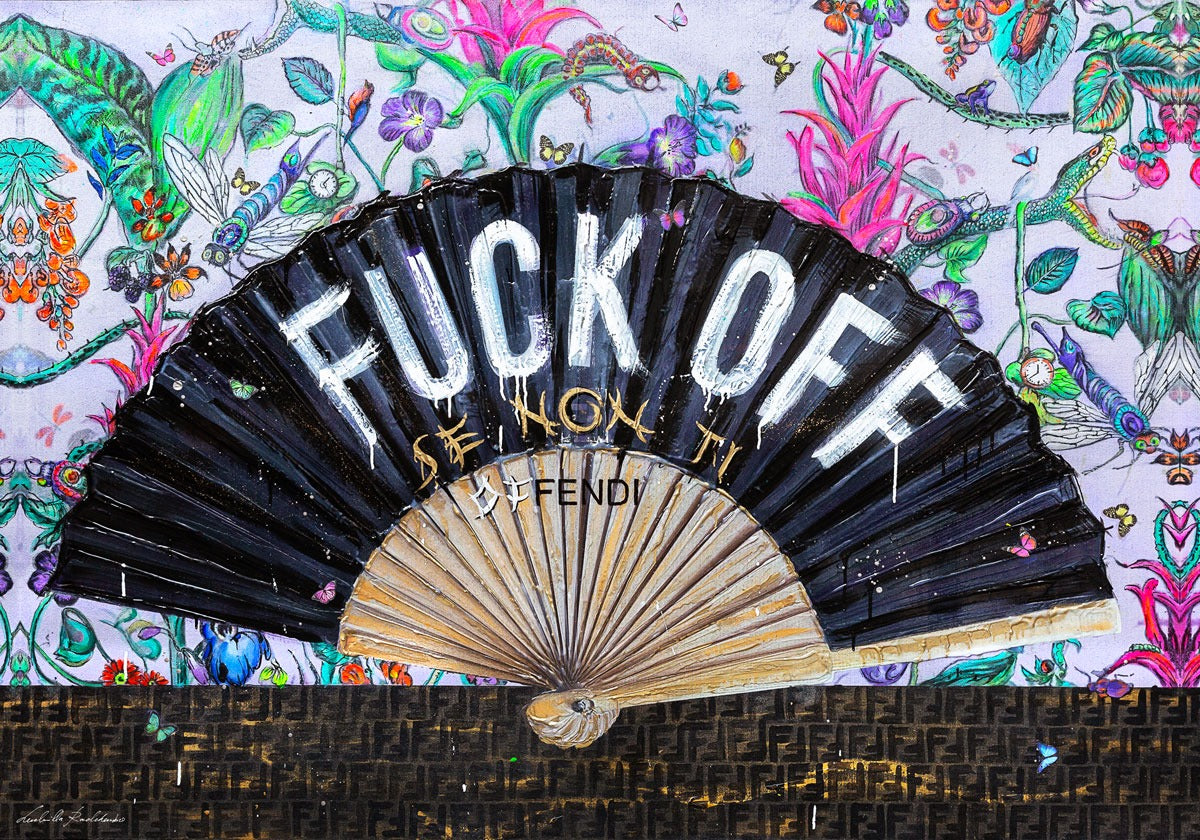 Fullart Fuck Off - - multiple art print scarf 200X140, art-to-wear, limited edition